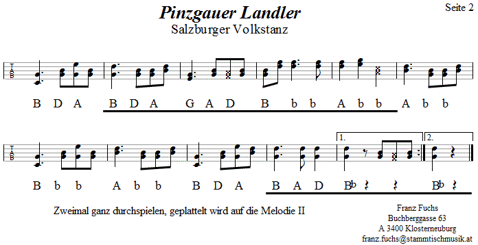 Pinzgauer Landler in Griffschrift für Steirische Harmonika