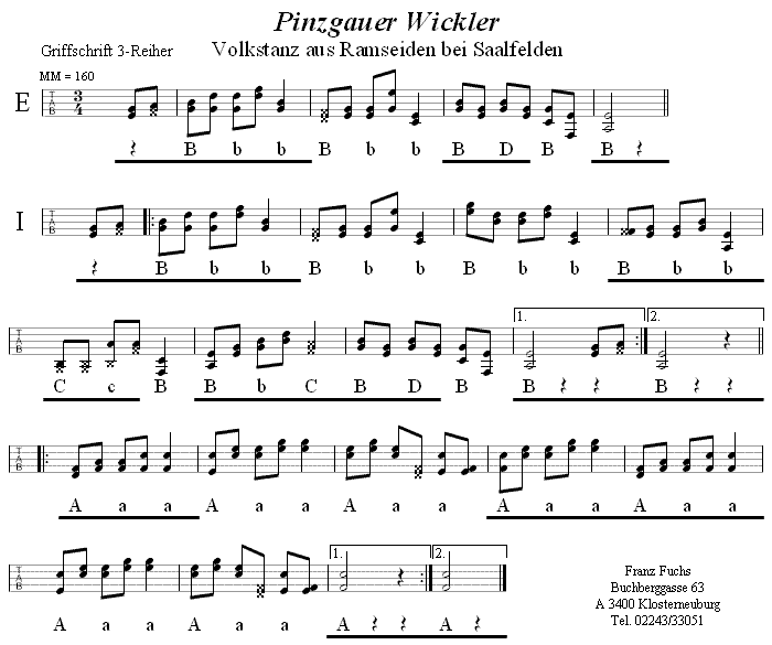 Pinzgauer Wickler in Griffschrift für Steirische Harmonika