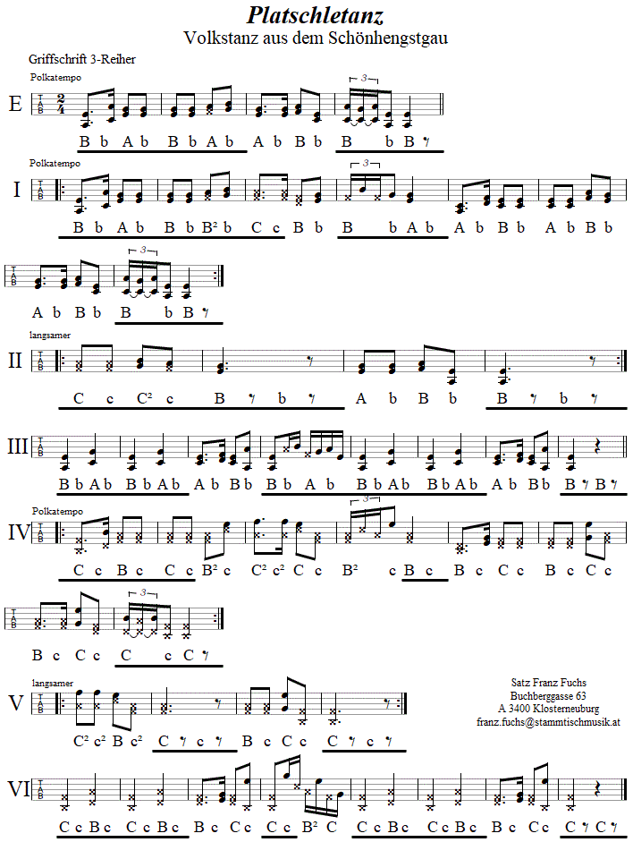 Platschletanz in Griffschrift für Steirische Harmonika