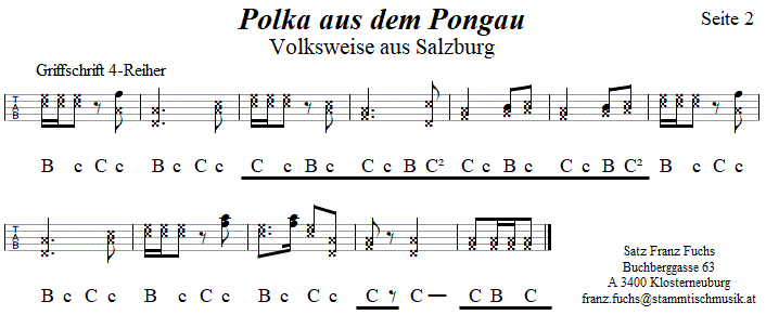 Polka aus dem Pongau, in Griffschrift für Steirische Harmonika