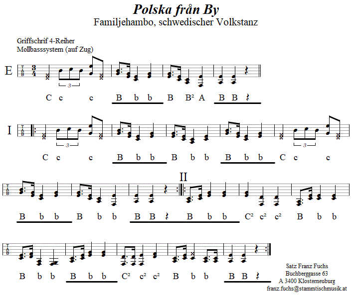 Familjehambo (Polska från By) in Griffschrift für Steirische Harmonika