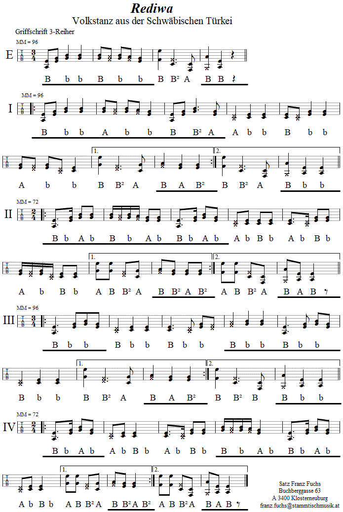 Rediwa Griffschrift - Musik zum Volkstanz - Volksmusik und Volkstanz in Klosterneuburg