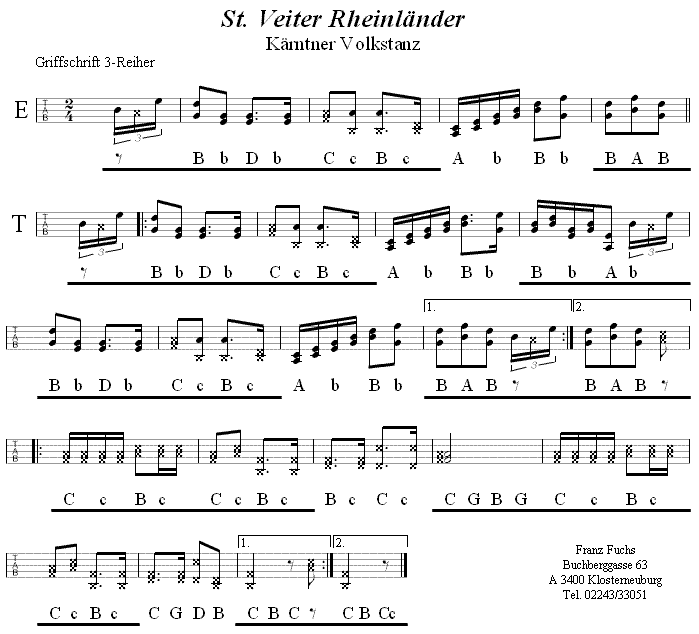 Rheinländer aus St. Veit in Griffschrift für Steirische Harmonika