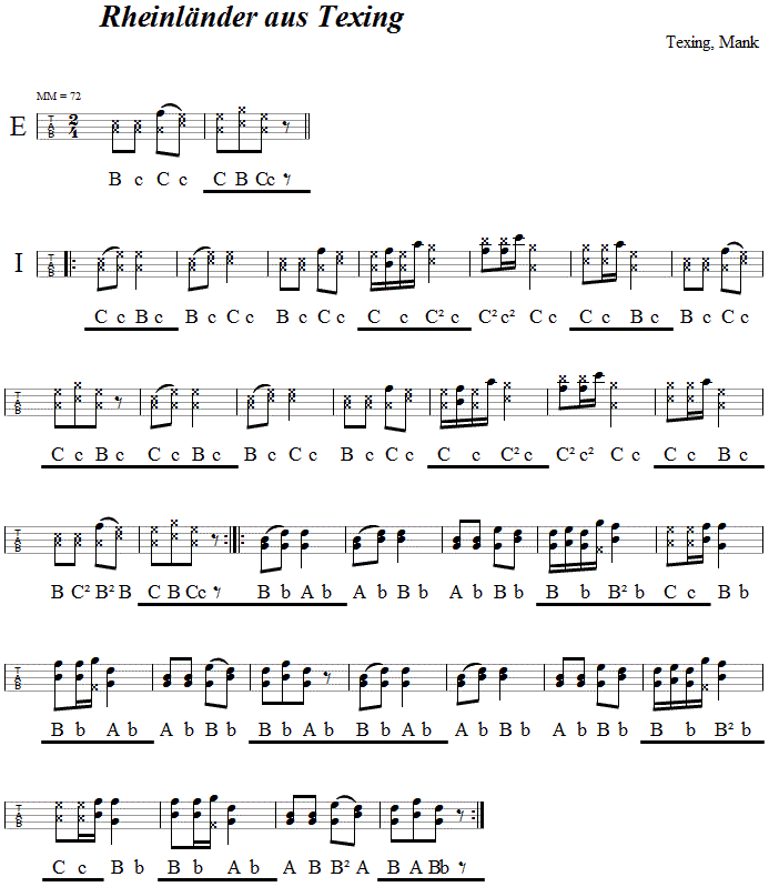 Rheinländer aus Texing - in Griffschrift für Steirische Harmonika