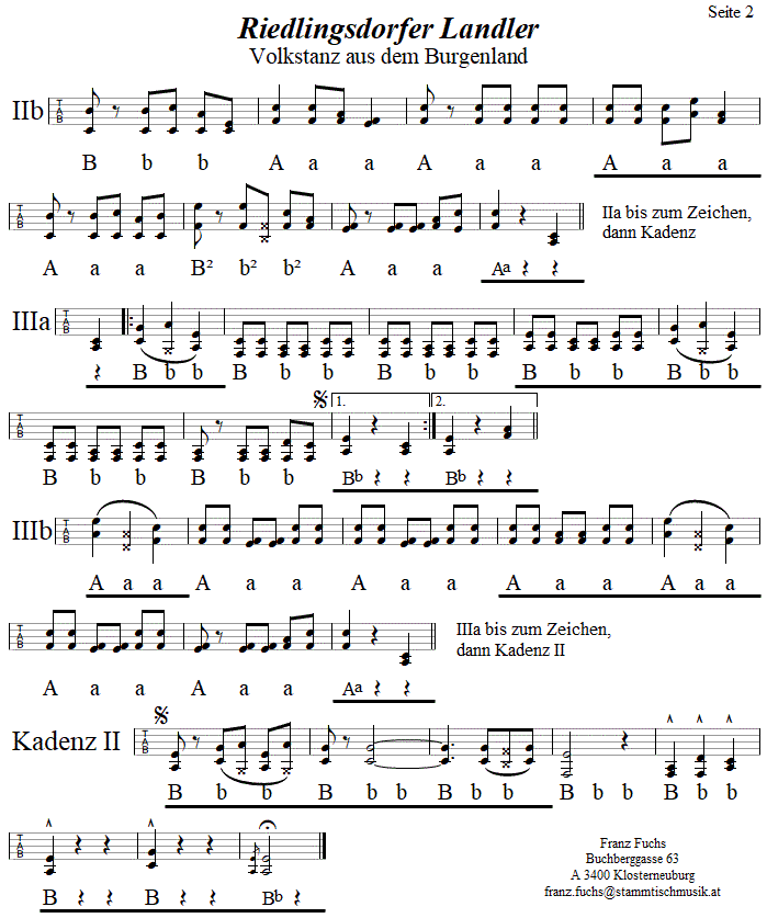 Riedlingsdorfer Landler in Griffschrift für Steirische Harmonika