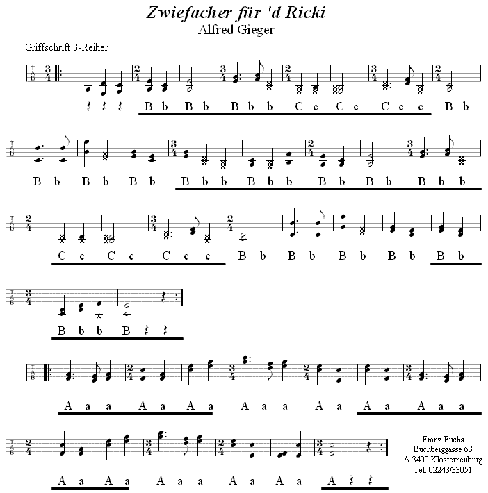 Riki-Zwiefacher von Alfred Gieger in Griffschrift für Steirische Harmonika