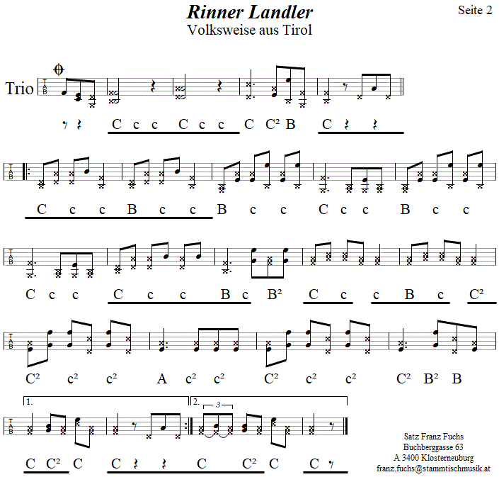 Rinner Landler - in Griffschrift für Steirische Harmonika