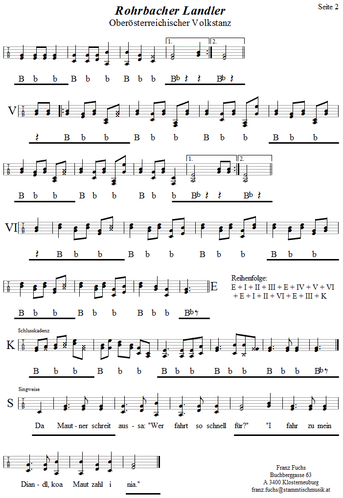 Rohrbacher Landler in Griffschrift für Steirische Harmonika