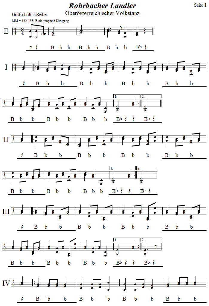 Rohrbacher Landler in Griffschrift für Steirische Harmonika