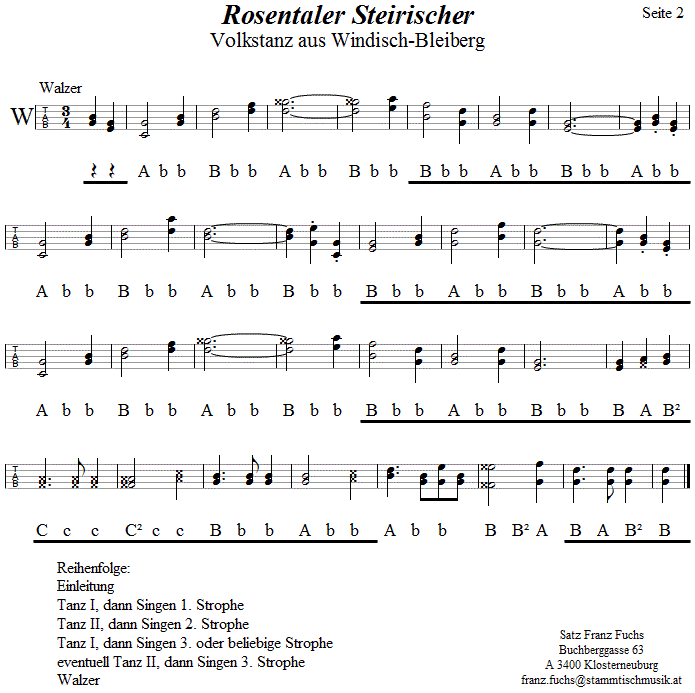 Rosentaler Steirischer in Griffschrift für Steirische Harmonika