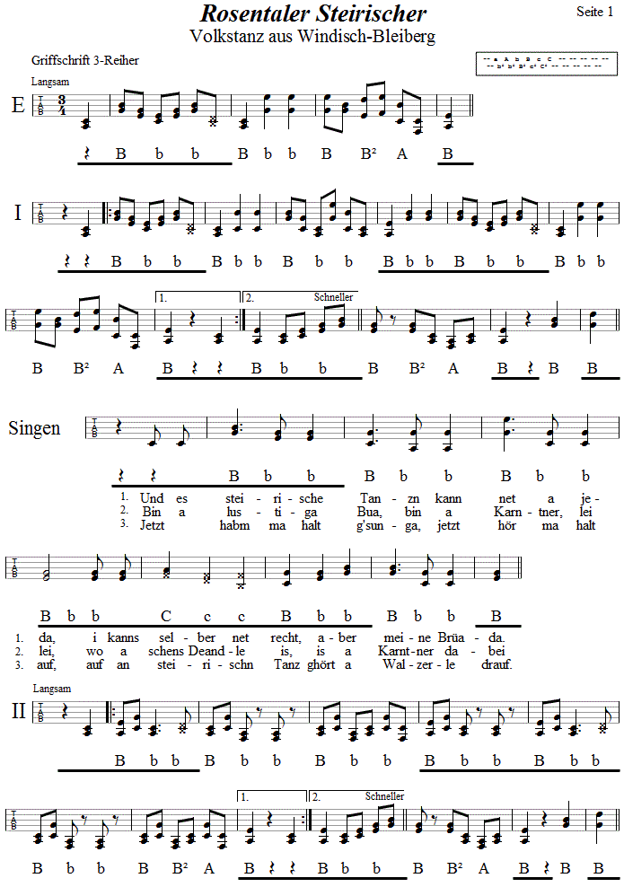 Rosentaler Steirischer in Griffschrift für Steirische Harmonika