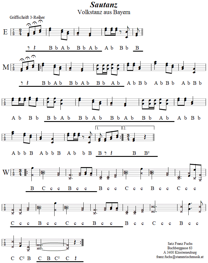 Sautanz in Griffschrift für Steirische Harmonika