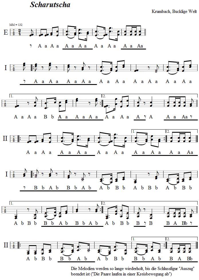 Scharutscha (Sir Roger) in Griffschrift - Musik zum Volkstanz - Volksmusik und Volkstanz in Klosterneuburg