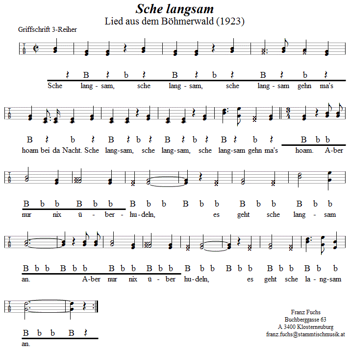 Sche langsam - in Griffschrift für Steirische Harmonika