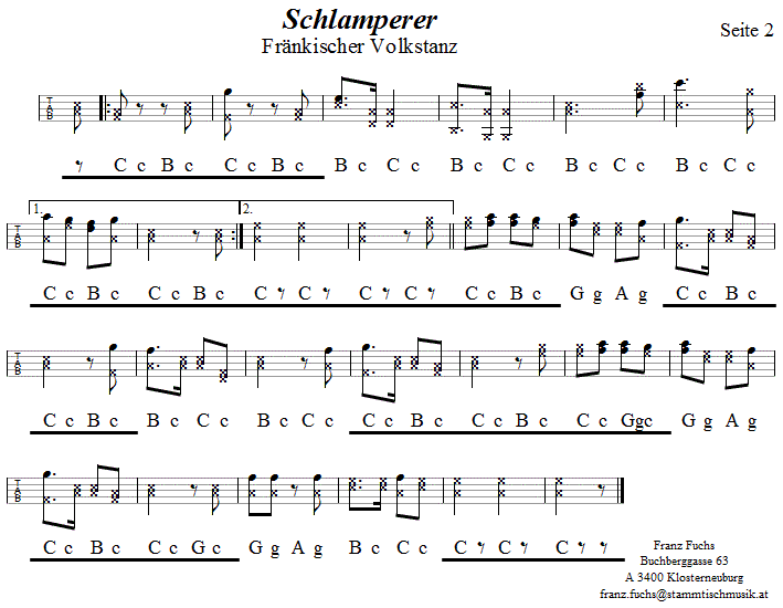 Schlamperer, in Griffschrift für Steirische Harmonika