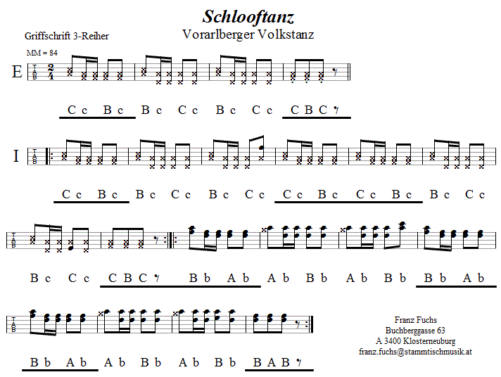 Schlooftanz - in Griffschrift für Steirische Harmonika