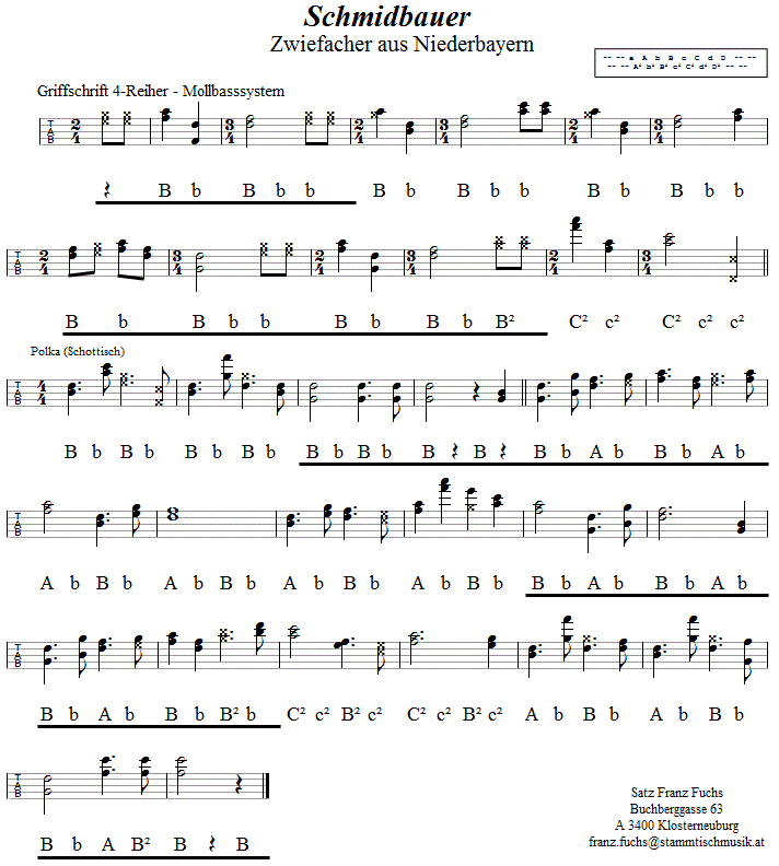 Schmidbauer, Zwiefacher in Griffschrift für Steirische Harmonika