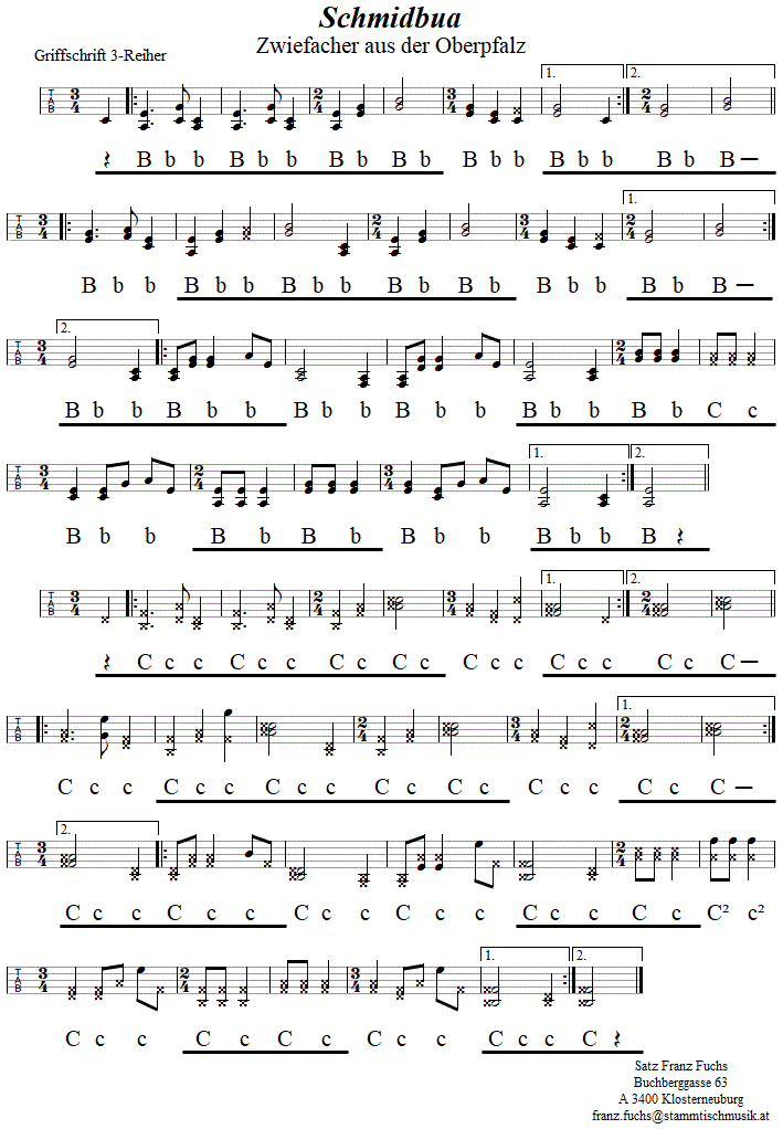 Schmidbua Zwiefacher in Griffschrift für Steirische Harmonika