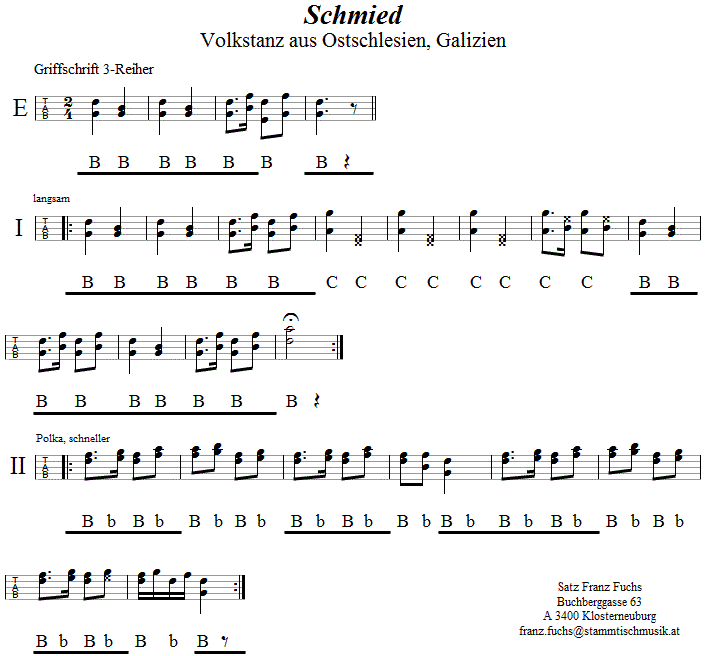 Schmied, in Griffschrift für Steirische Harmonika