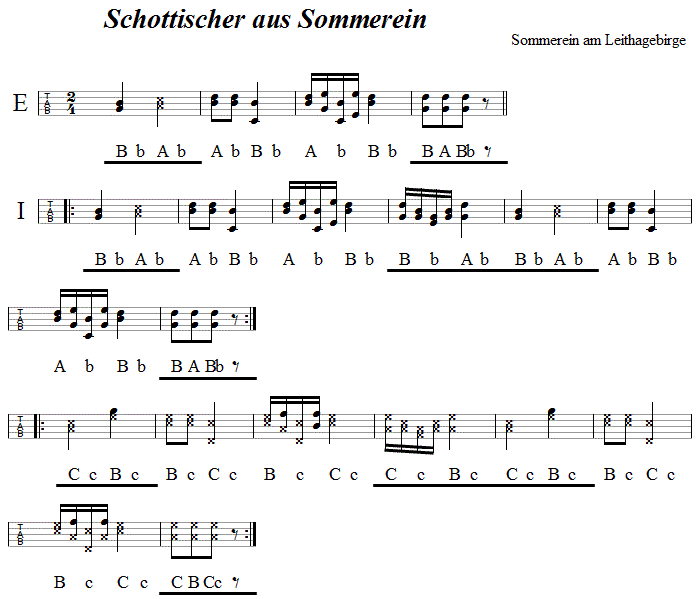 Schottischer aus Sommerein - in Griffschrift für Steirische Harmonika