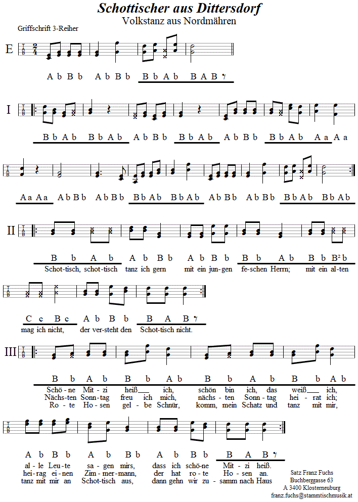 Schottischer aus Dittersdorf, in Griffschrift für Steirische Harmonika