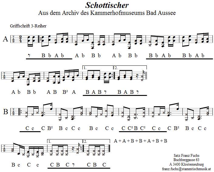 Schottischer aus dem Kammerhofmuseum - in Griffschrift für Steirische Harmonika