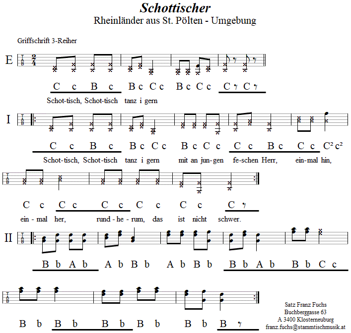 Schottisch aus St. Pölten, in Griffschrift für Steirische Harmonika