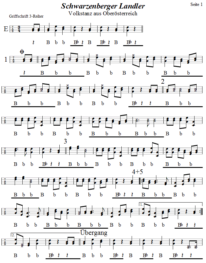 Schwarzenberger Landler in Griffschrift für Steirische Harmonika