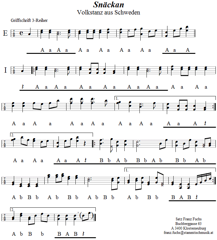 Snäckan, in Griffschrift für Steirische Harmonika