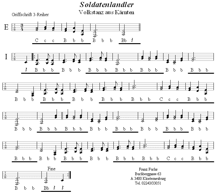 Soldatenlandler in Griffschrift für Steirische Harmonika