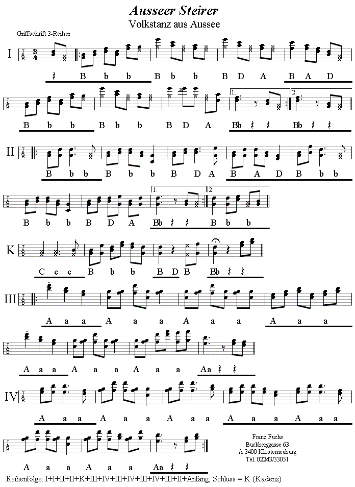 Steyrischer aus Aussee in Griffschrift für Steirische Harmonika