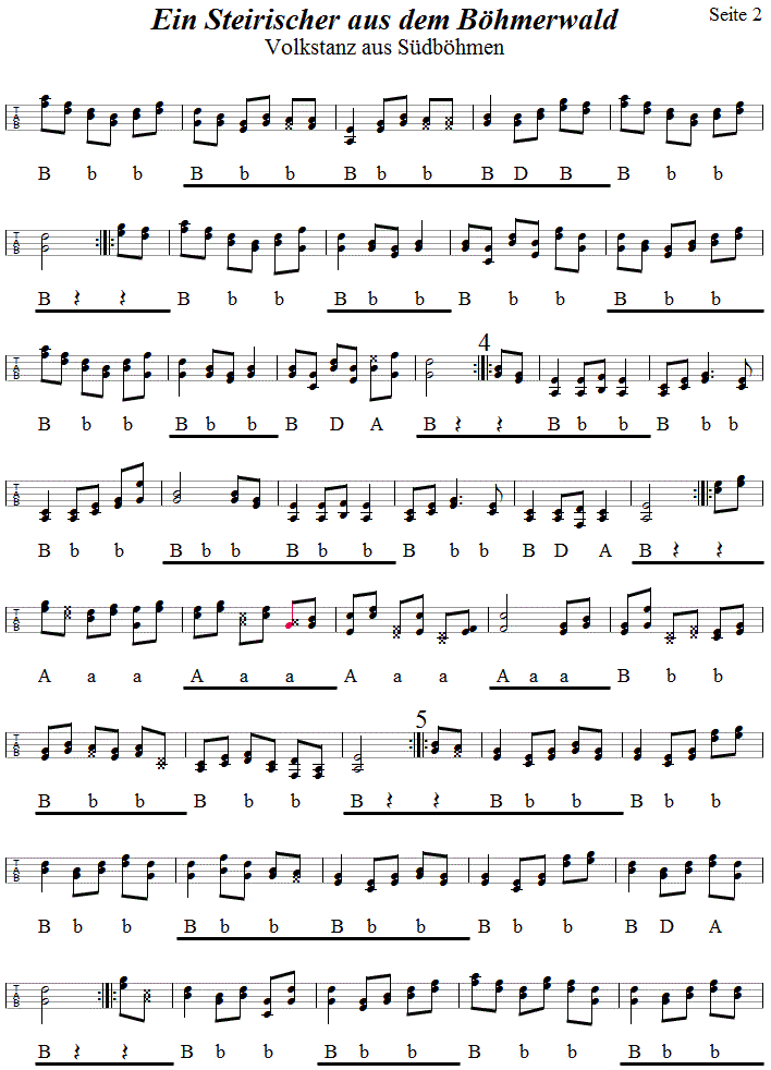 Steirischer aus dem Böhmerwald, in Griffschrift für Steirische Harmonika