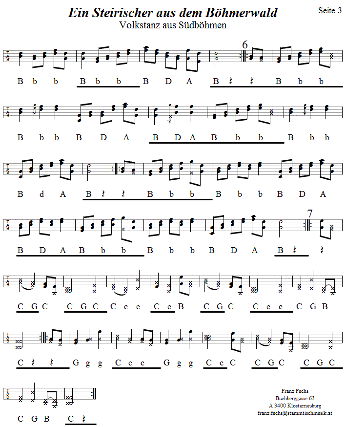 Steirischer aus dem Böhmerwald, in Griffschrift für Steirische Harmonika