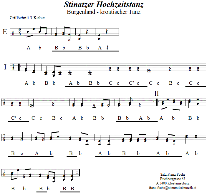 Stinatzer Hochzeitstanz, in Griffschrift für Steirische Harmonika