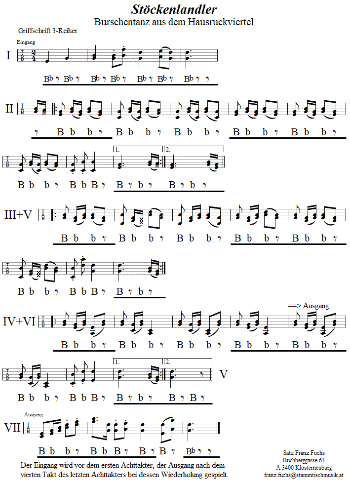 Stöckenlandler, in Griffschrift für Steirische Harmonika