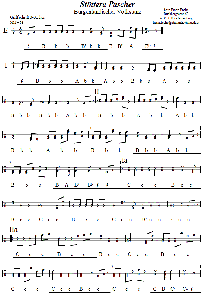 Stöttera Pascher in Griffschrift für Steirische Harmonika