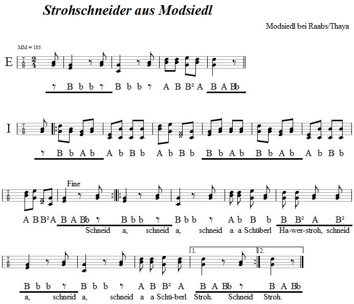 Strohschneider aus Modsiedl in Griffschrift für Steirische Harmonika