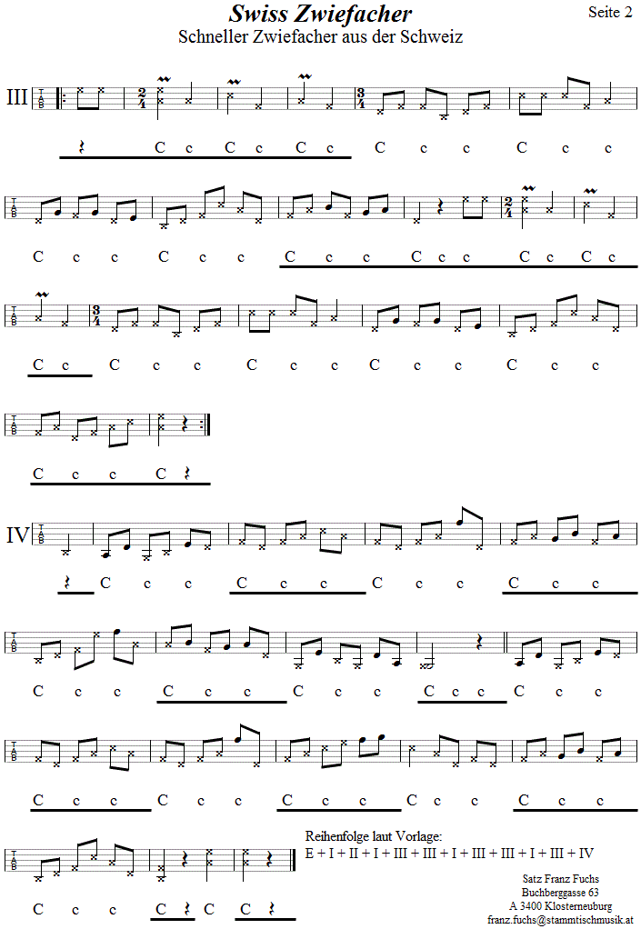 Swiss Zwiefacher - Zwiefacher aus der Schweiz in Griffschrift für Steirische Harmonika