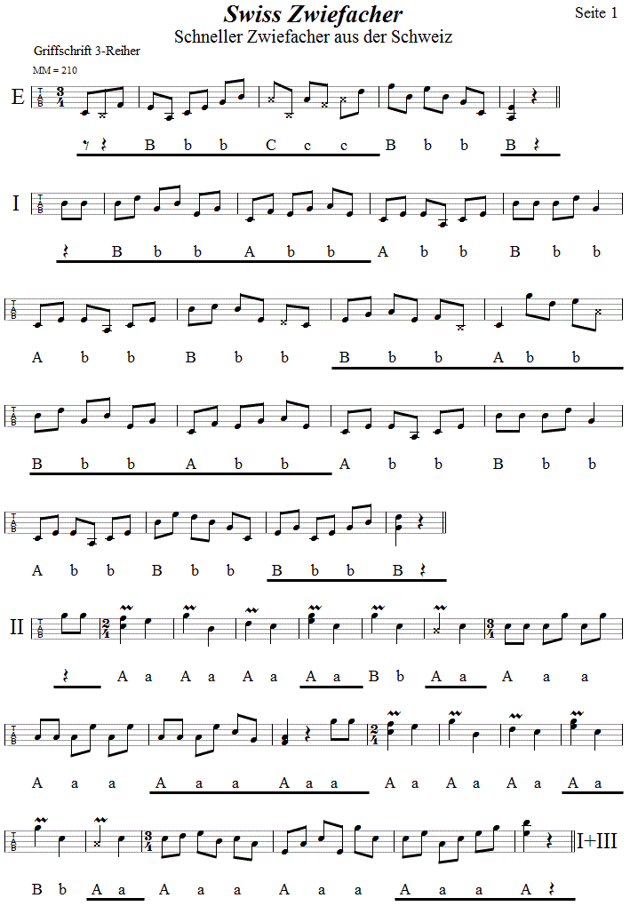 Swiss Zwiefacher - Zwiefacher aus der Schweiz in Griffschrift für Steirische Harmonika