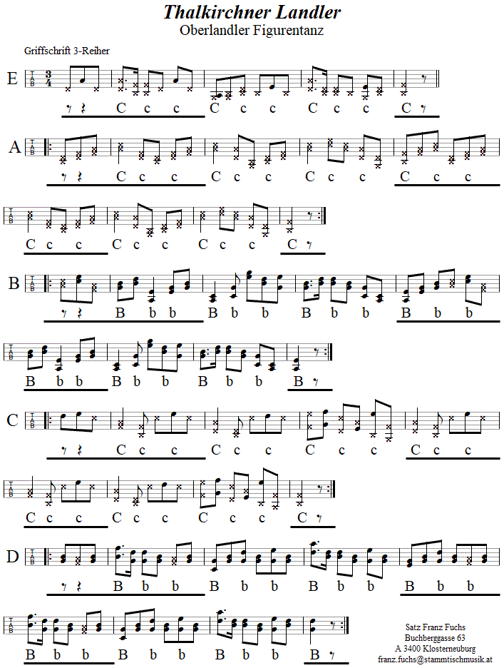 Thalkirchner Landler, in Griffschrift für Steirische Harmonika