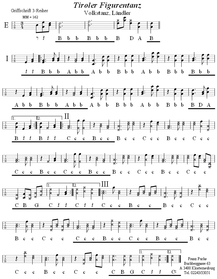 Tiroler Figurentanz in Griffschrift für Steirische Harmonika