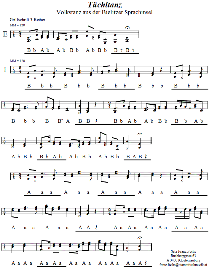 Tüchltanz in Griffschrift für Steirische Harmonika