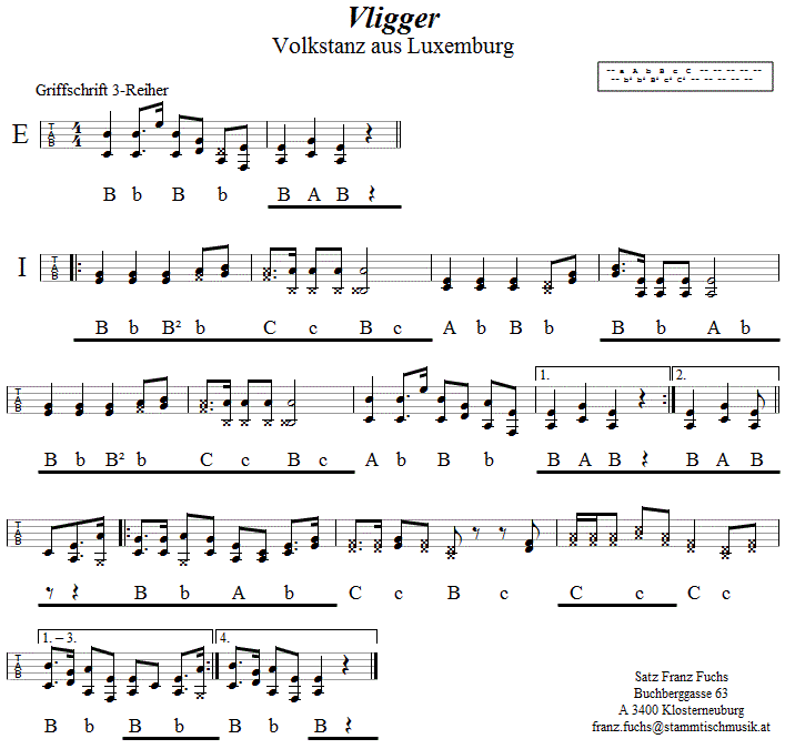 Vligger, in Griffschrift für Steirische Harmonika