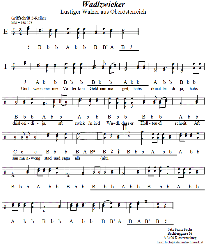 Wadlzwicker, in Griffschrift für Steirische Harmonika