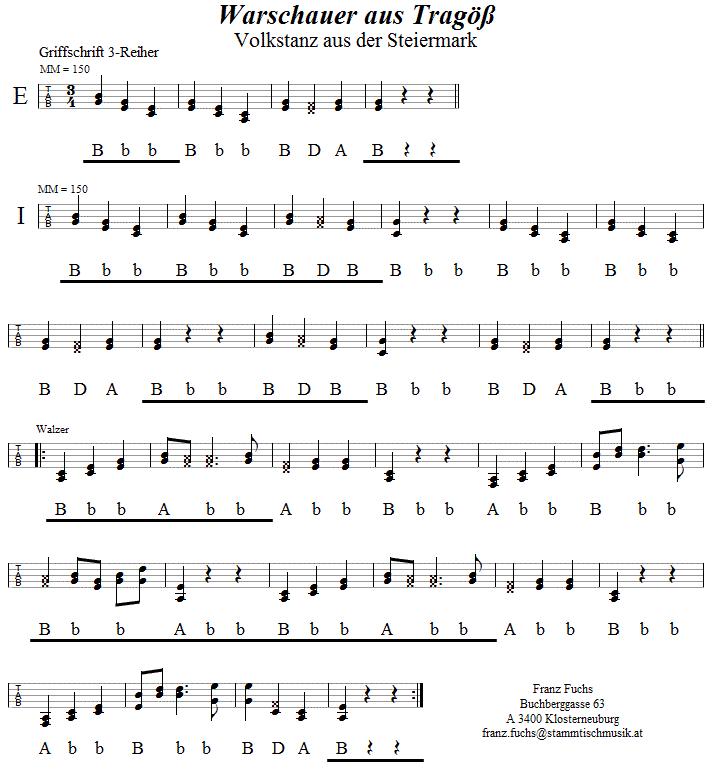 Warschauer aus Tragöß, in Griffschrift für Steirische Harmonika