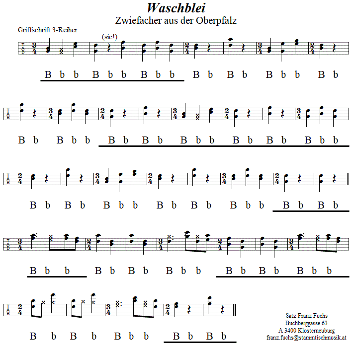 Waschblei Zwiefacher, in Griffschrift für Steirische Harmonika