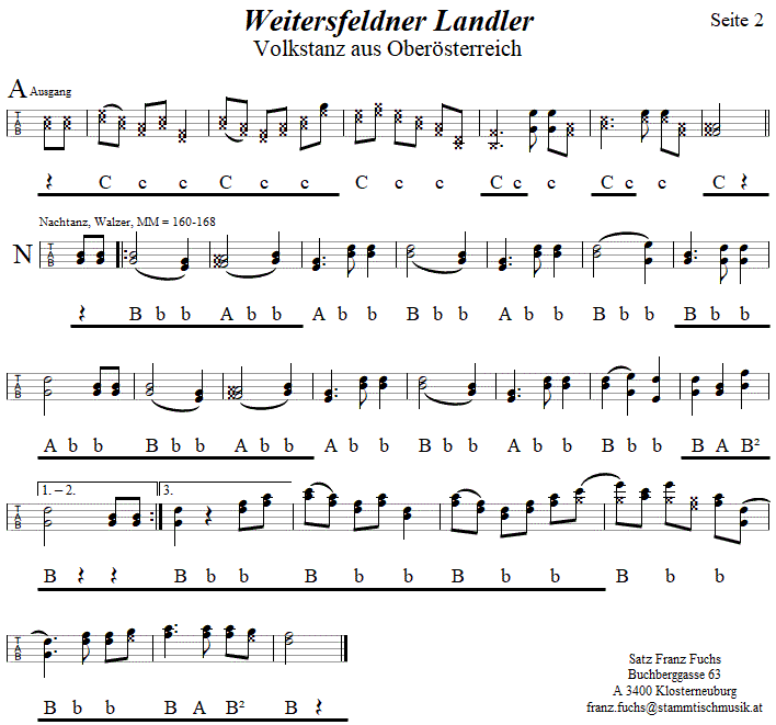 Weitersfeldner Landler in Griffschrift für Steirische Harmonika