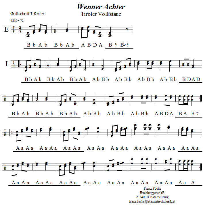 Wenner Achter - in Griffschrift für Steirische Harmonika