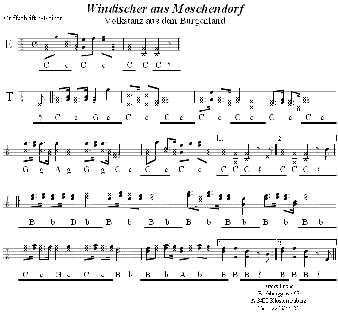 Windischer aus Moschendorf in Griffschrift für Steirische Harmonika