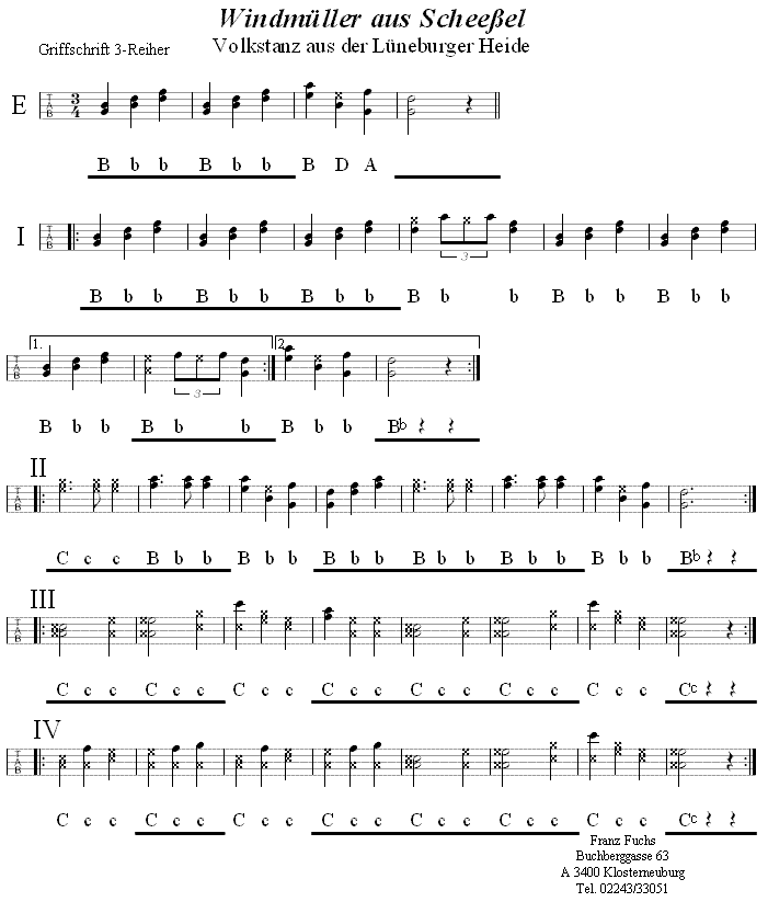 Windmüller aus Scheeßel in Griffschrift für Steirische Harmonika